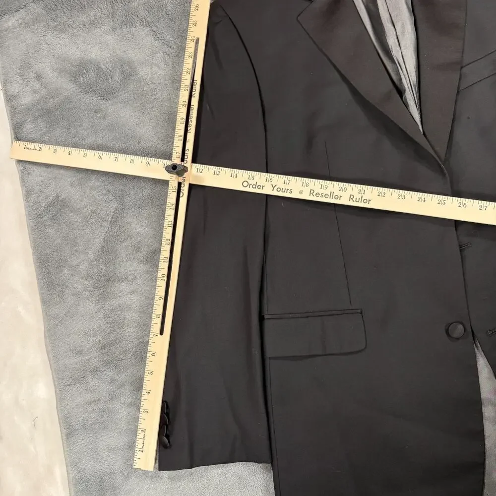 Calvin Klein Mens Tuxedo 43L Black 100% Wool Jacket Pants Two Piece Formal As-Is
